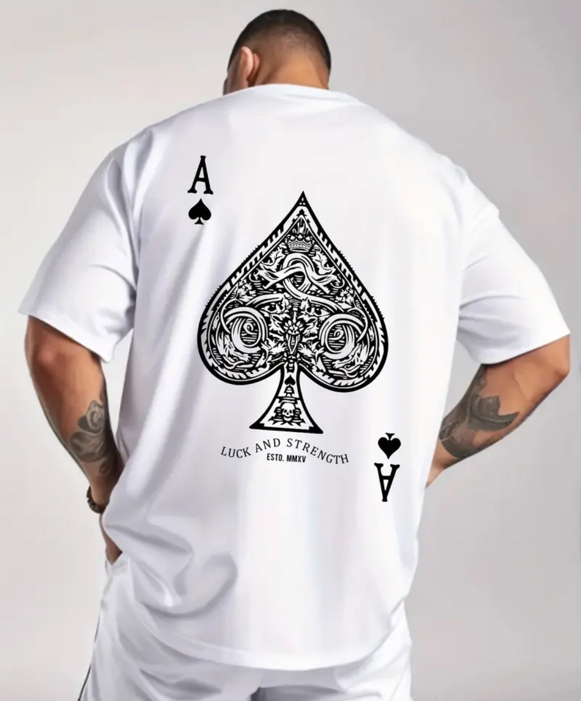 Men's Ace of Spades Poker Print Casual T-Shirt